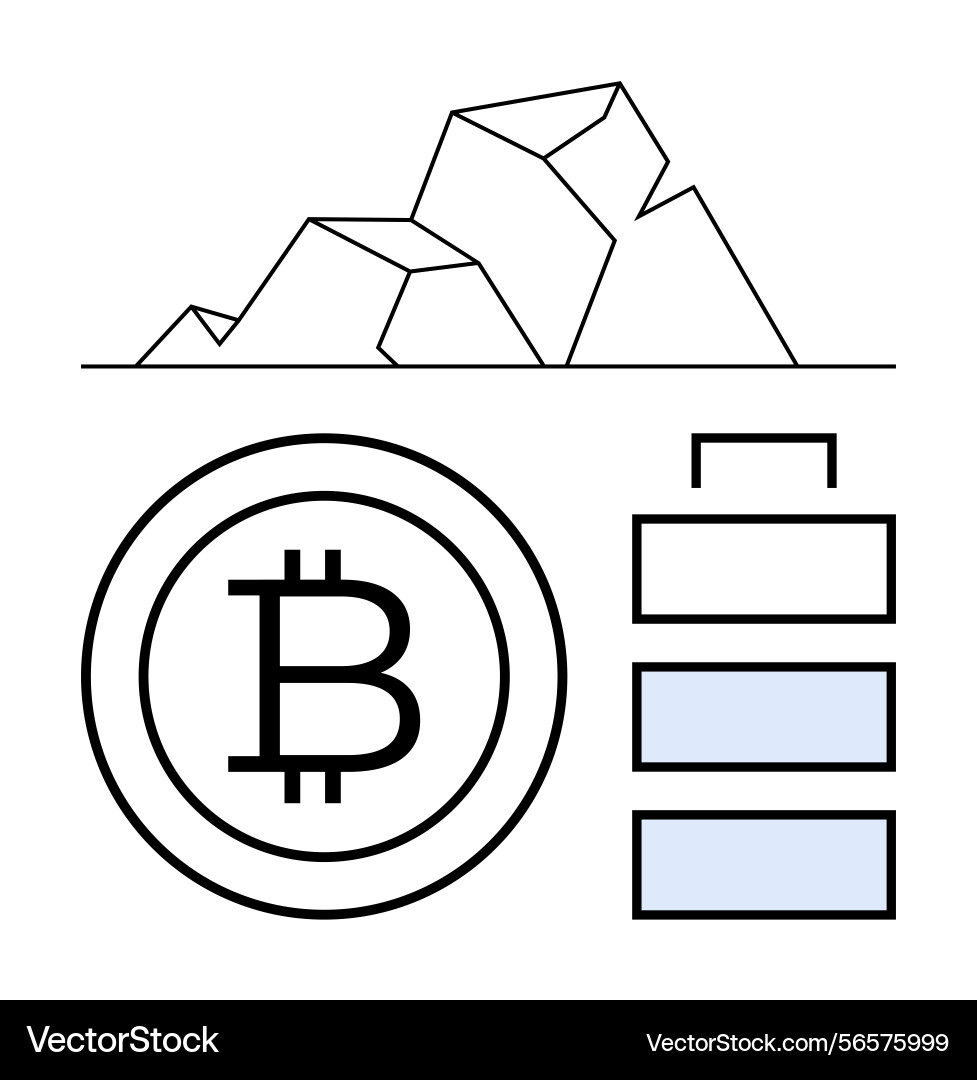 Cryptocurrency mining concept with bitcoin symbol Cryptocurrency mining concept with bitcoin symbol Vector Image