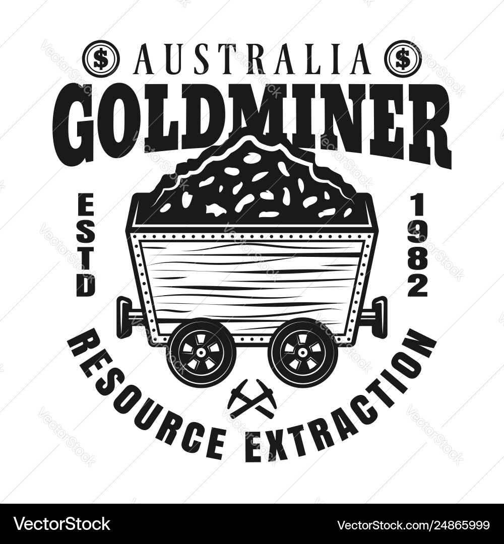 Gold-Mining-Emblem mit vollem Schienenwagen Gold-Mining-Emblem mit vollem Schienenwagen vektorbild