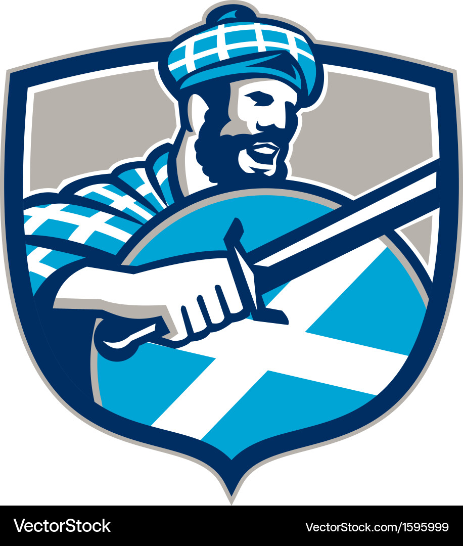 Highland Warrior with Sword and Shield vector image