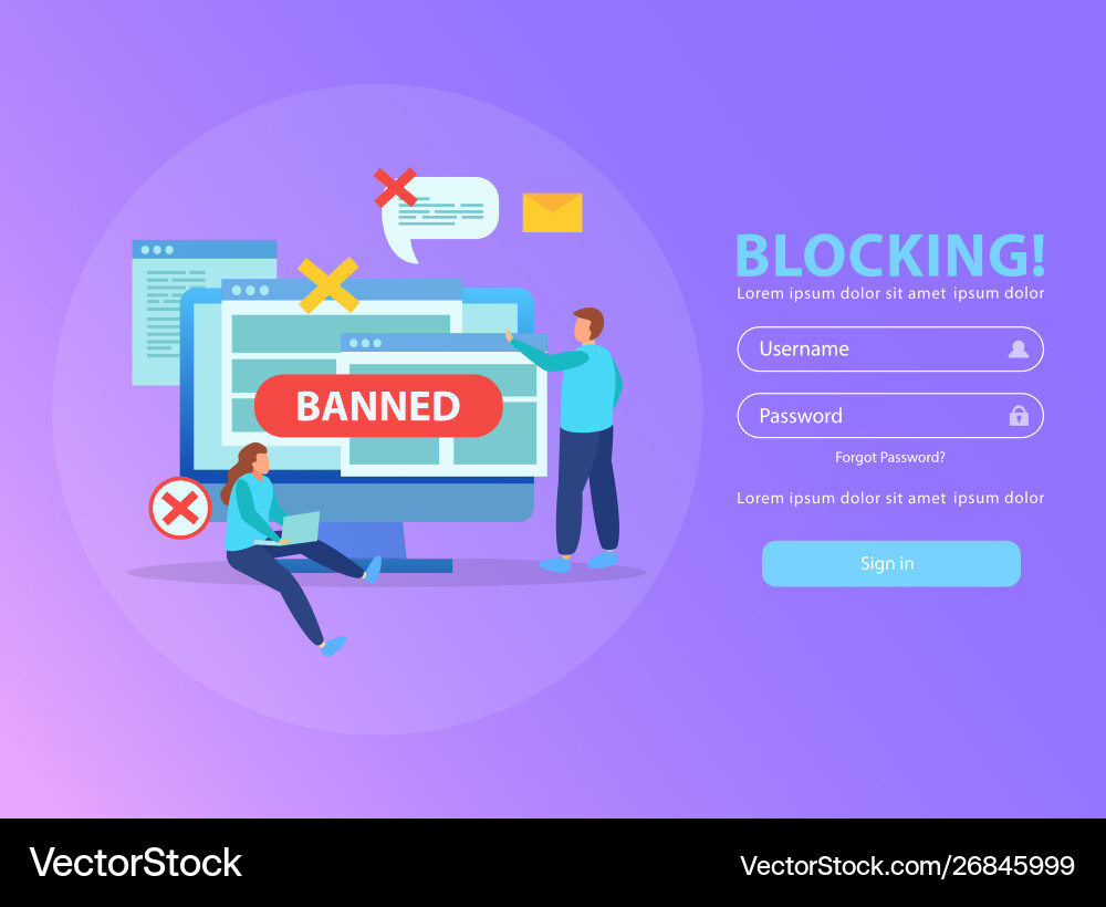 Internet blocking isometric background vector image