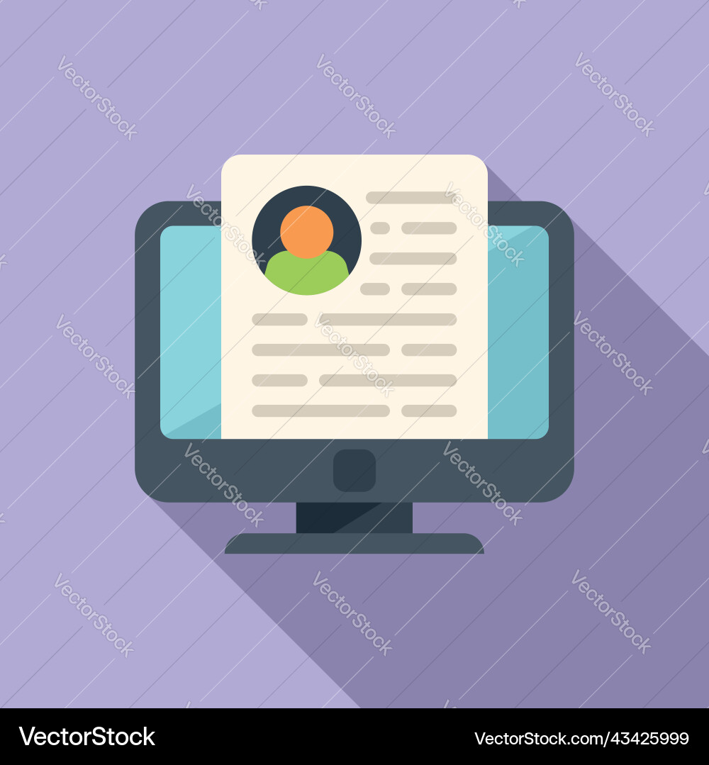 Monitor system icon flat platform database vector image