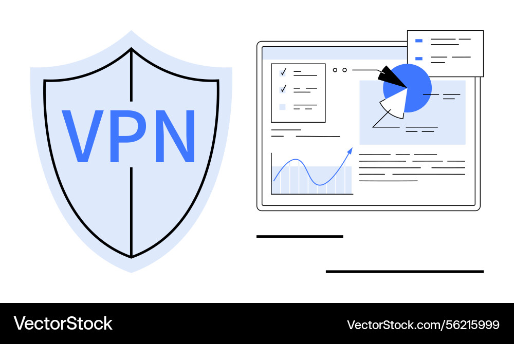 Secure browsing with vpn shield and data analytics Secure browsing with vpn shield and data analytics Vector Image