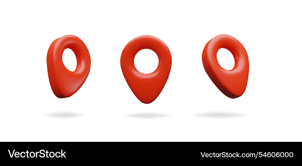 3d render set red pin position on the map 3d render set red pin position on the map vector image