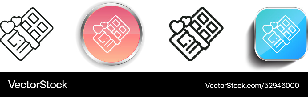 Chocolate icon thin linear regular and button vector image