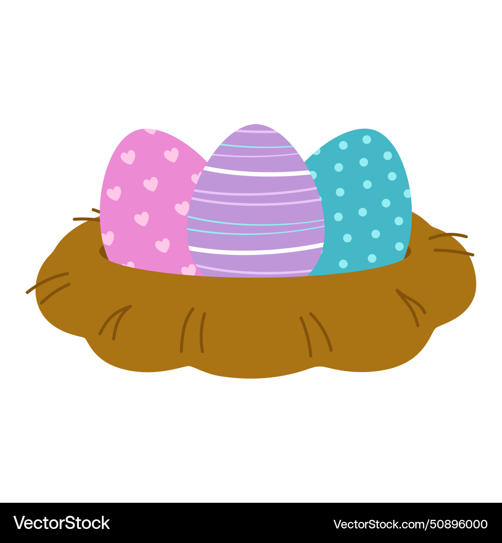 Easter nest with eggs Royalty Free Vector Image