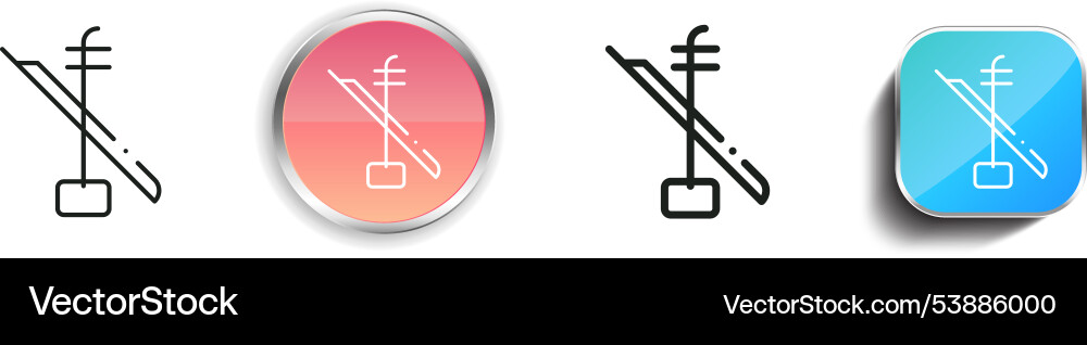 Erhu icon thin linear regular and button style Erhu icon thin linear regular and button style vector image