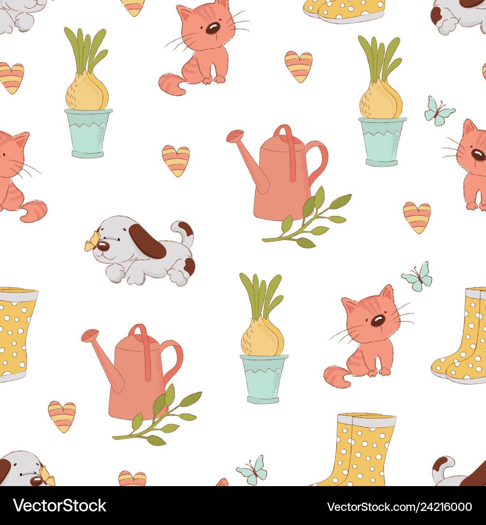 Garden craft spring seamless pattern Garden craft spring seamless pattern Vector Image