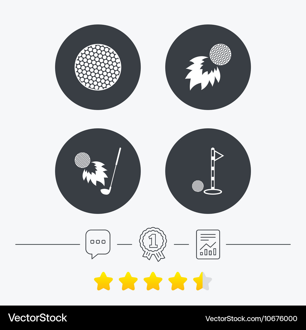 Golf ball icons fireball with club symbol Vector Image