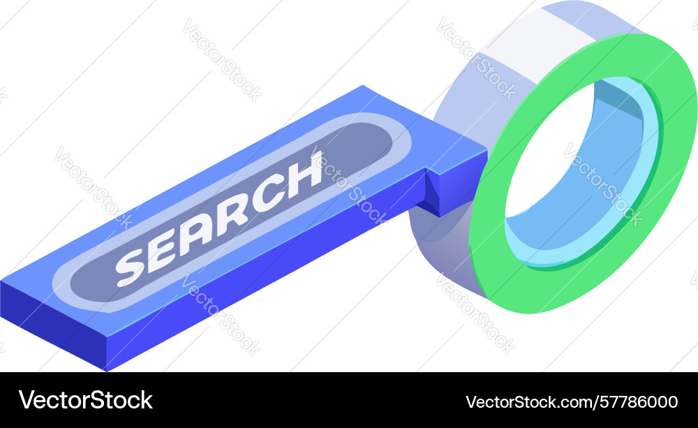 Isometric search bar with text design vector image