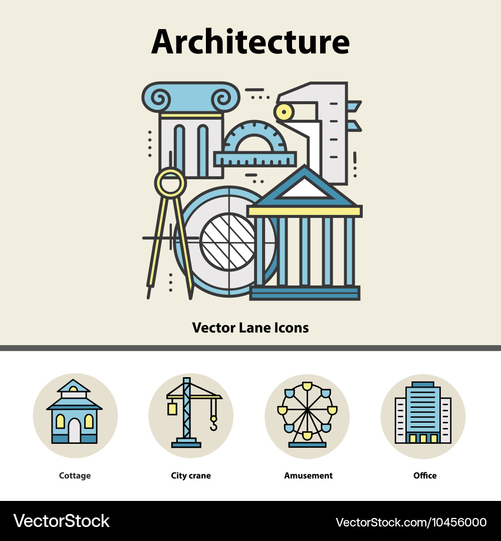 Modern color thin line concept of architecture vector image