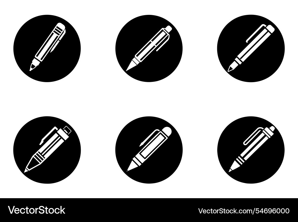 Pen icon bundle set in minimalistic style Pen icon bundle set in minimalistic style vector image