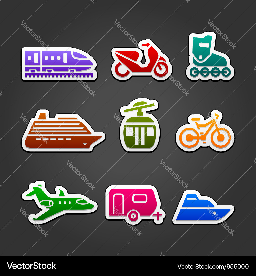 Set simple transportation color icons Vector Image