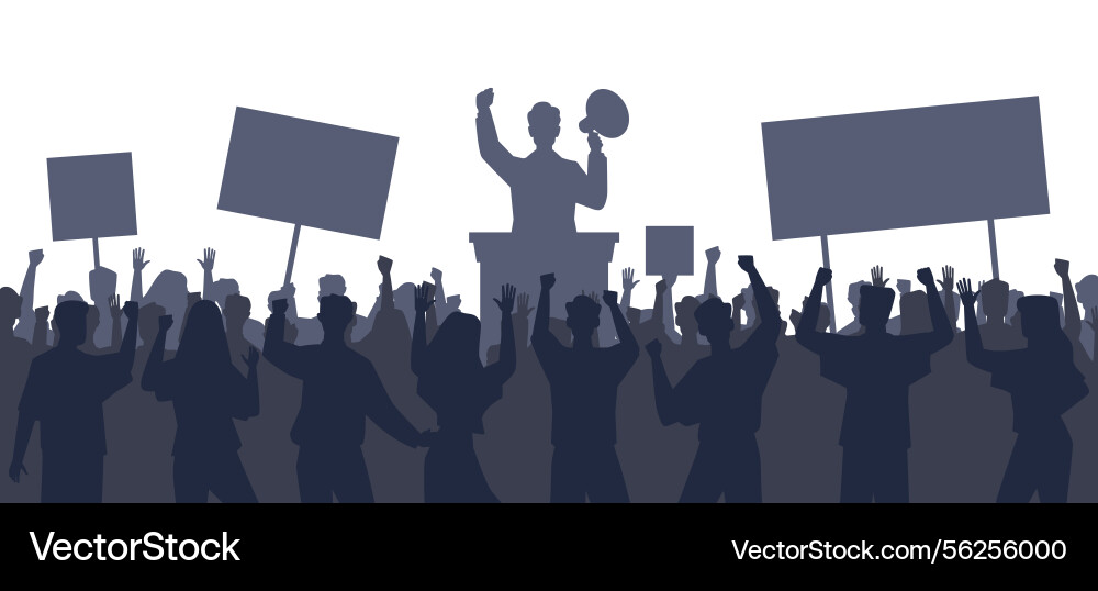Silhouettes people at political rally Silhouettes people at political rally vector image