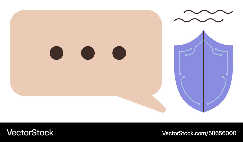 Speech bubble and shield representing secure Vector Image