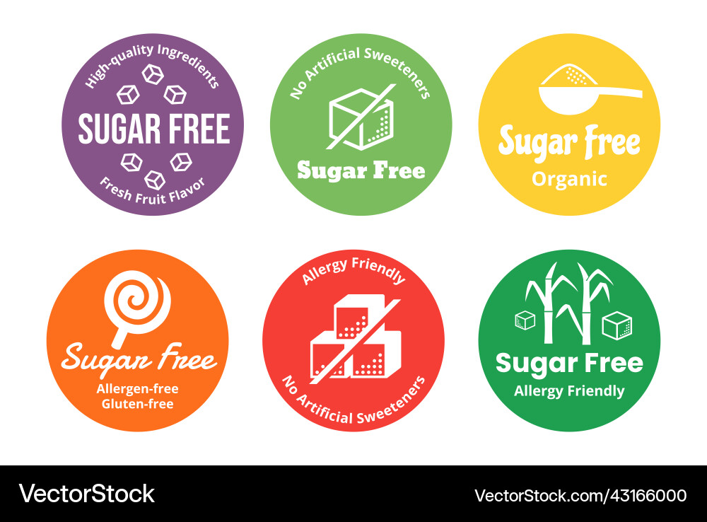 Sugar free allergy friendly colored circle Sugar free allergy friendly colored circle vector image