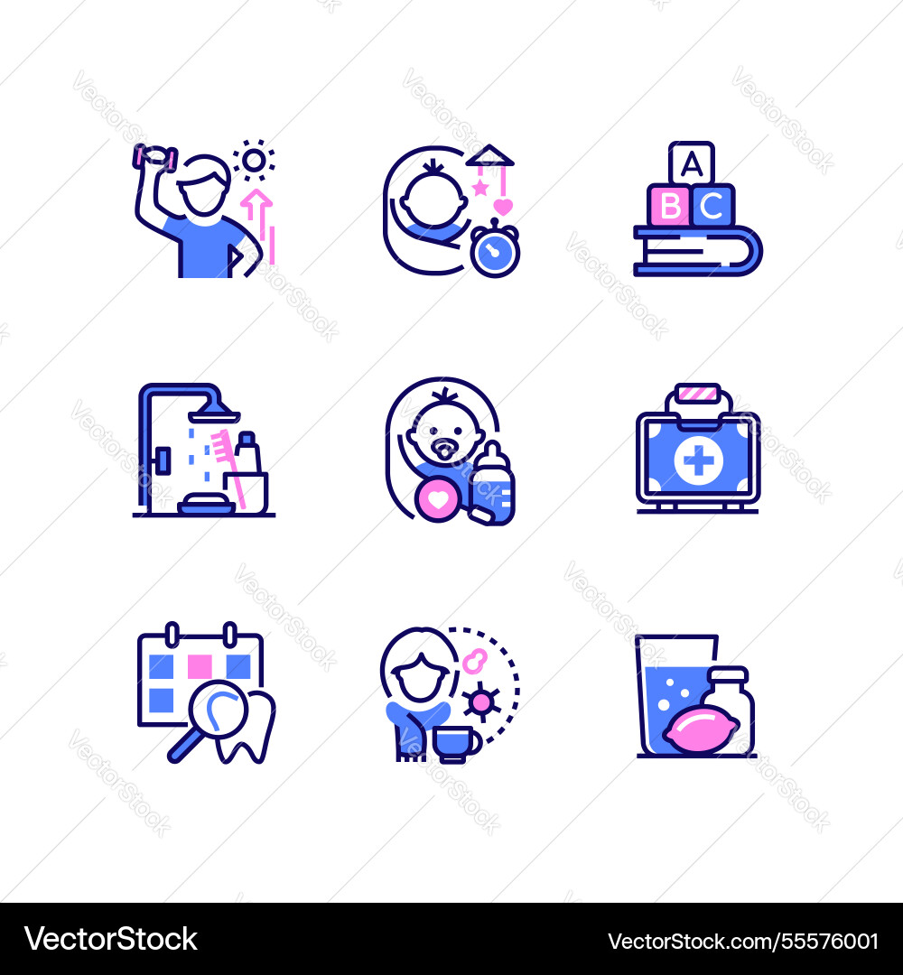 Child health - set of line design style icons Child health - set of line design style icons vector image