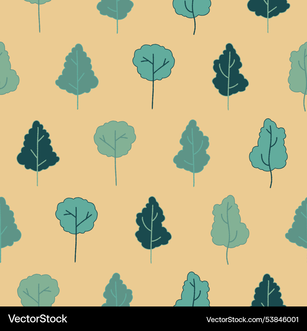 Collection of tree seamless pattern for print Vector Image