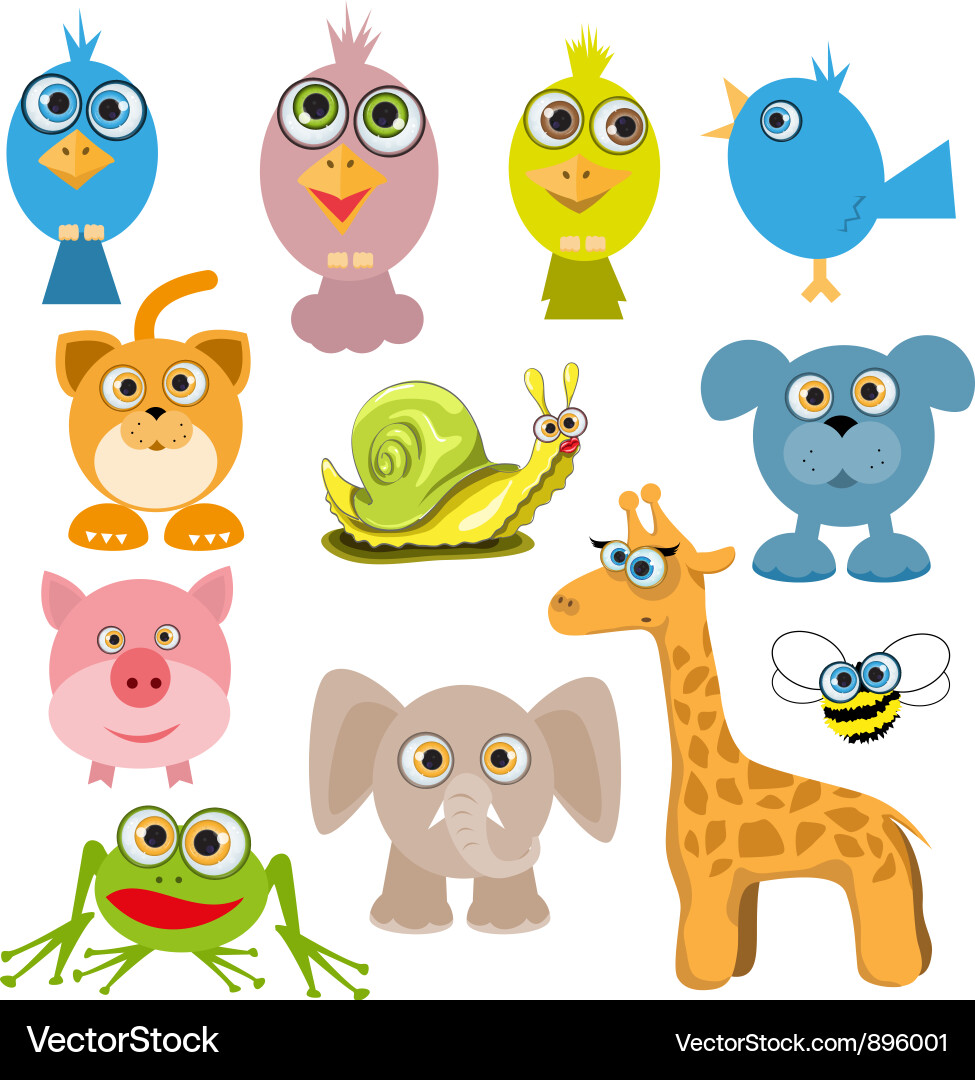 Cute Cartoon Animals Set vector image