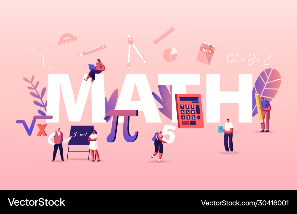 Math science concept tiny students characters Math science concept tiny students characters vector image
