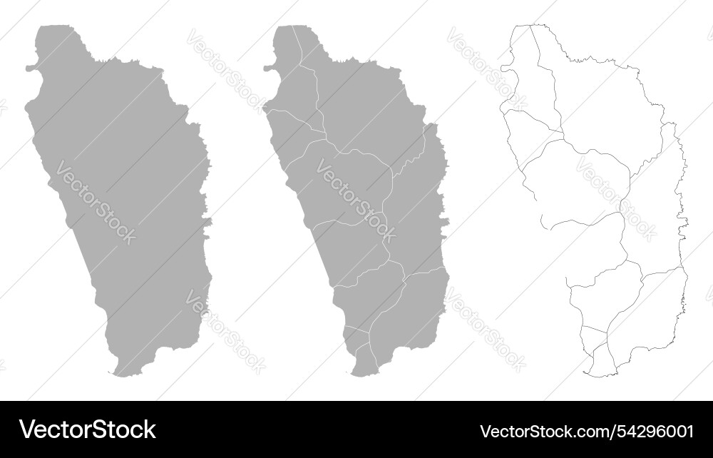 Set of dominica maps with main map and regional Vector Image