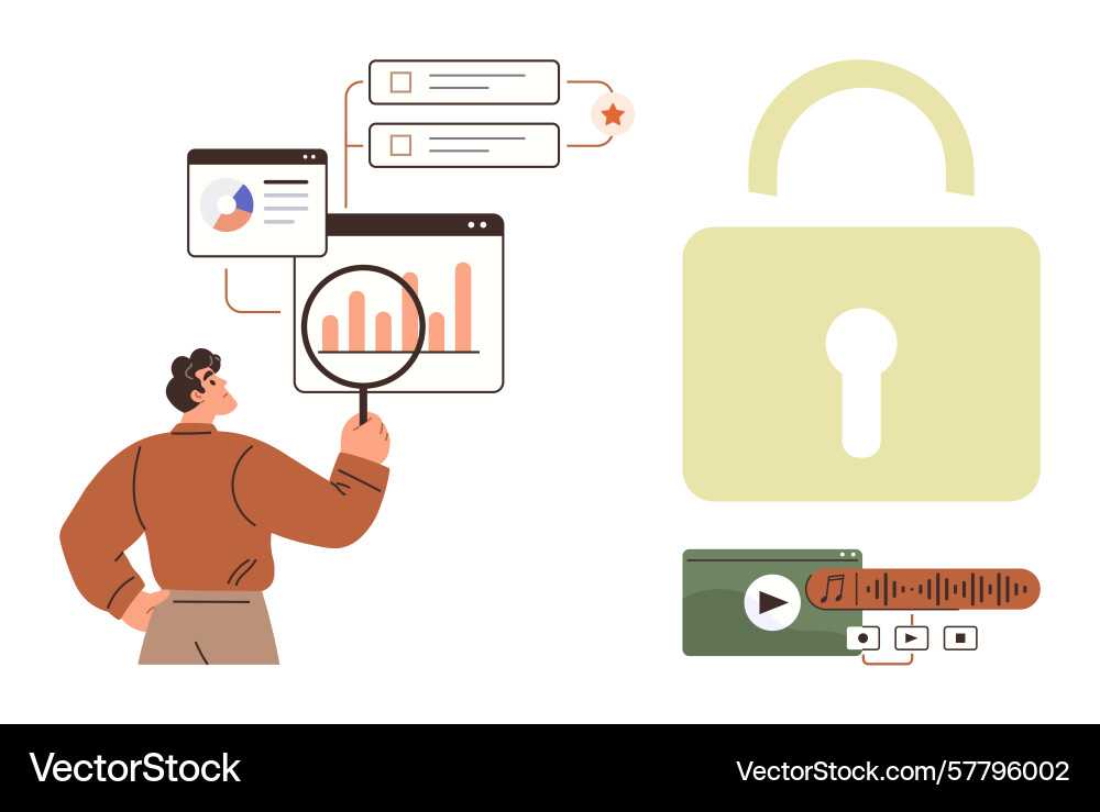 Analyzing data and multimedia security Analyzing data and multimedia security vector image