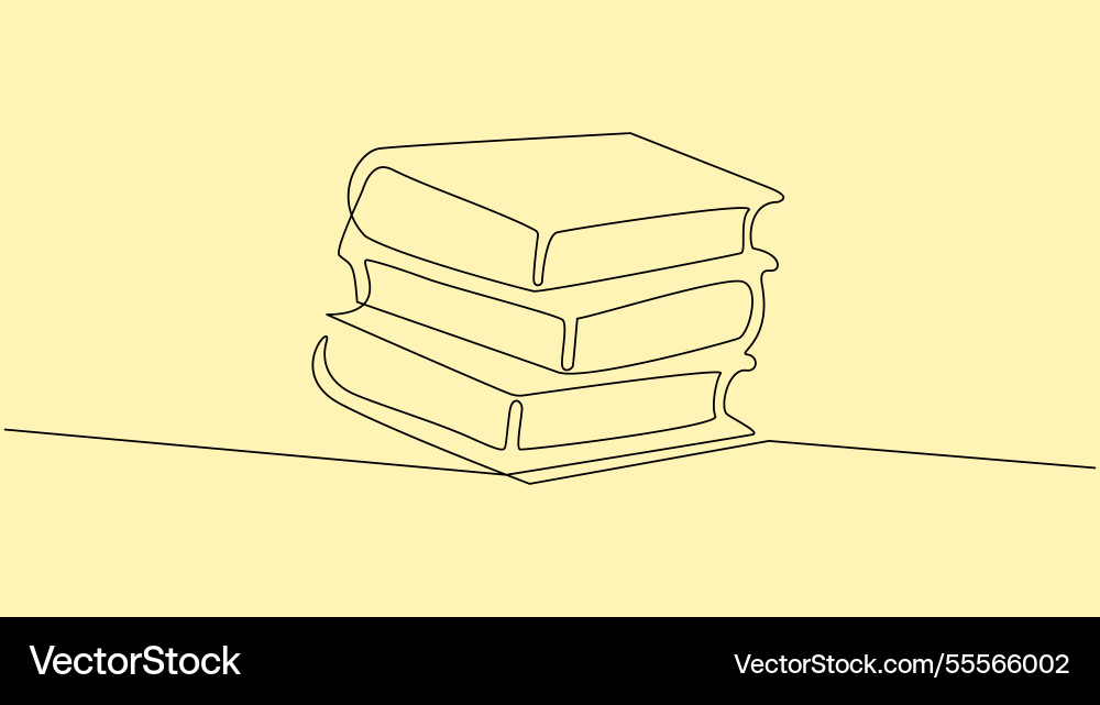 Continuous one line drawing of stacked books Vector Image