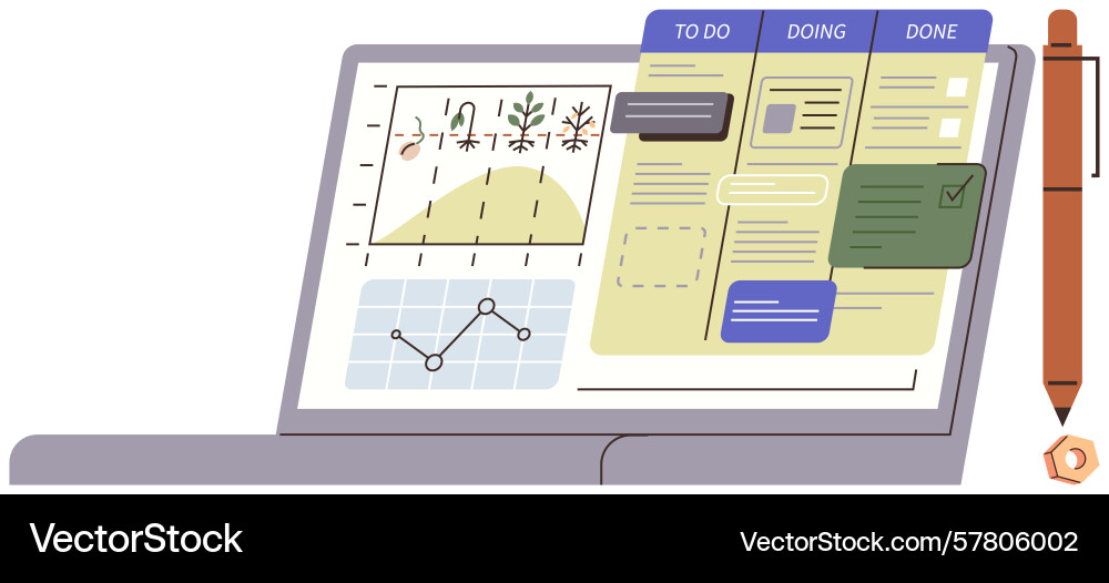 Digital project management tools displayed Digital project management tools displayed vector image
