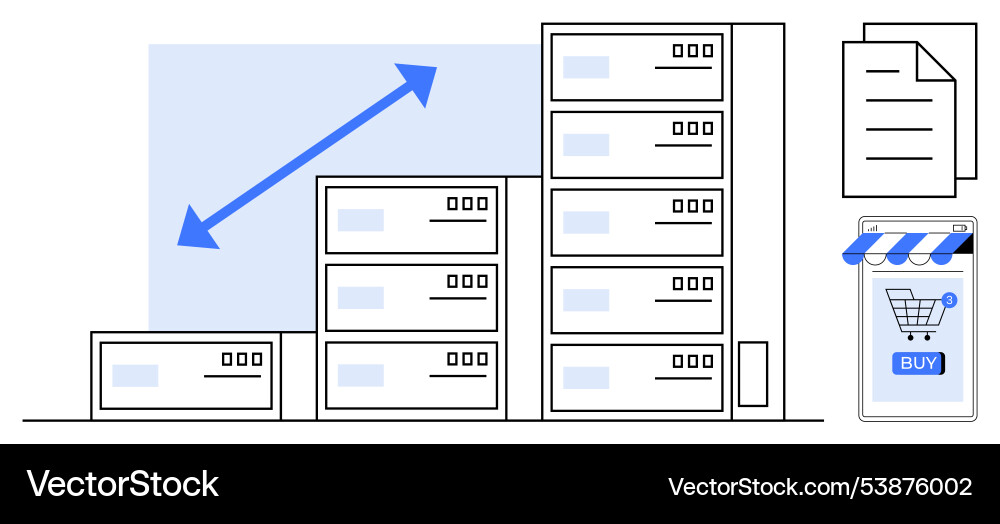 E-commerce growth and data storage upgrade Vector Image