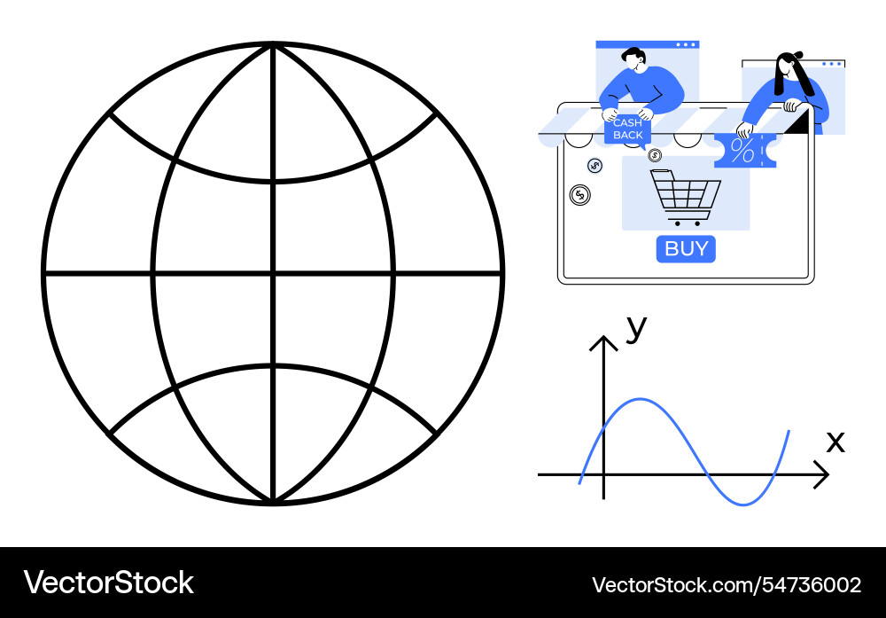 Global online shopping and cashback rewards Global online shopping and cashback rewards vector image