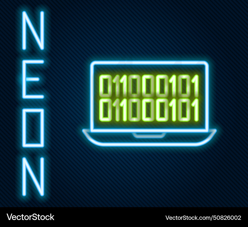 Glowing neon line binary code icon isolated Glowing neon line binary code icon isolated vector image