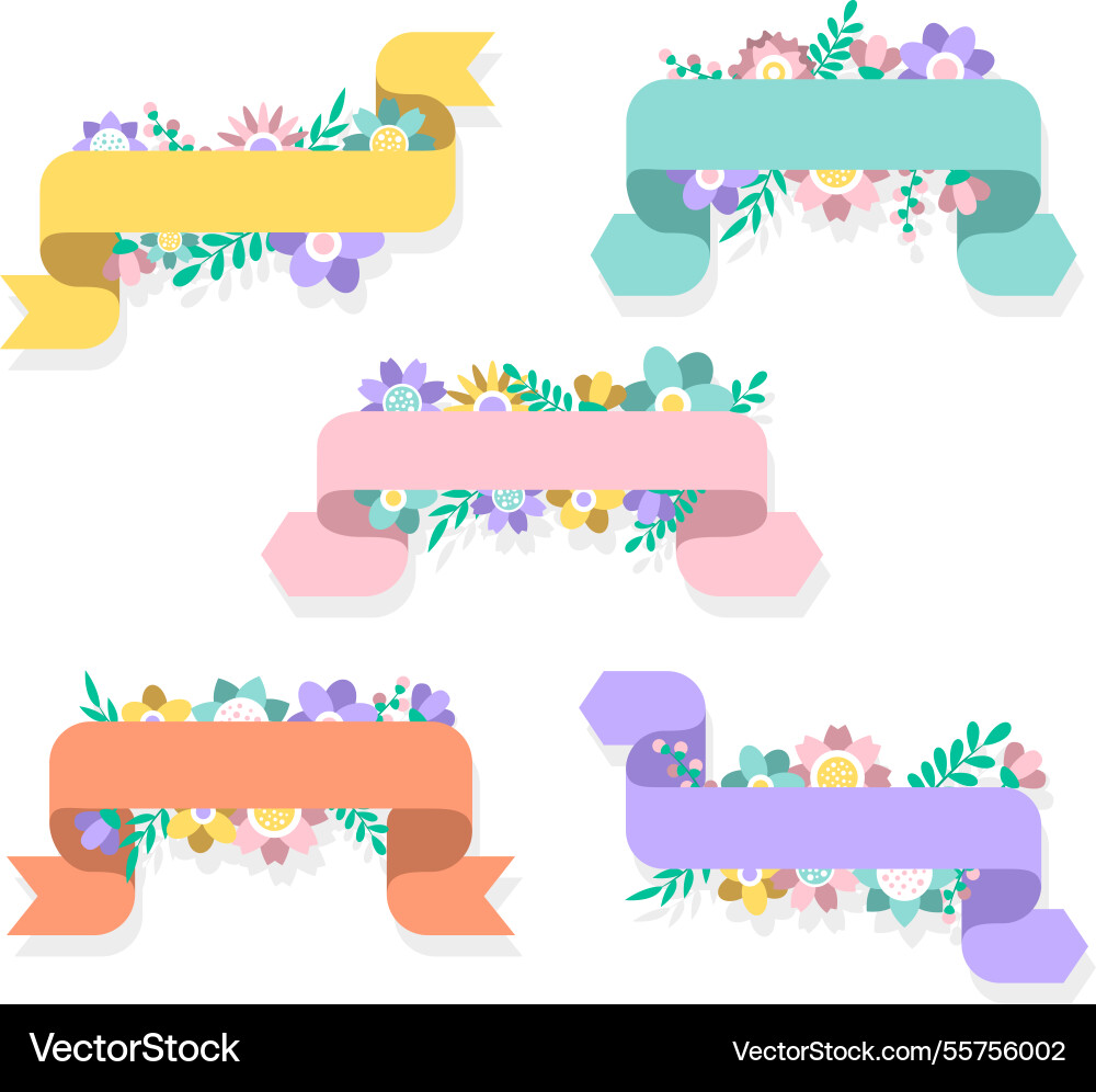 Paste color spring ribbon set Vector Image