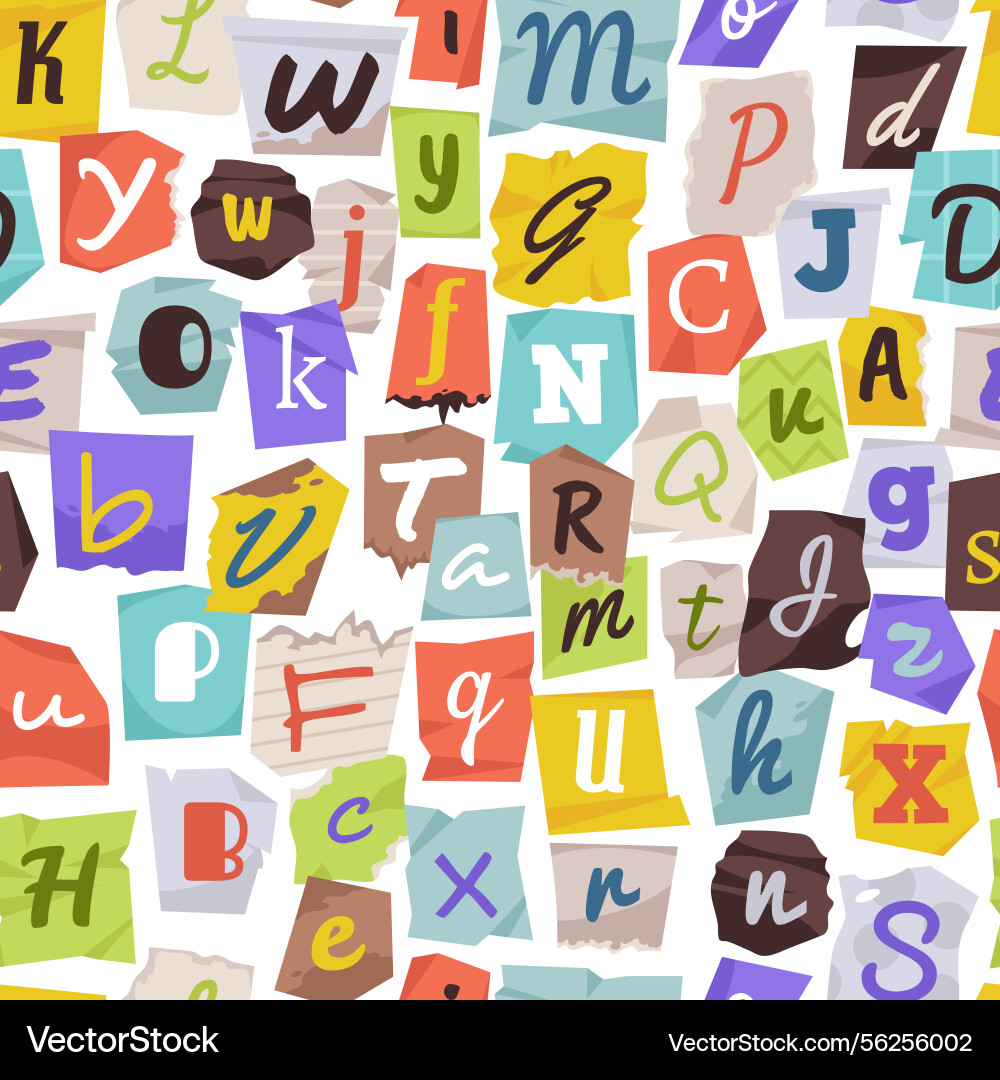 Ransom font seamless pattern cut out pieces Ransom font seamless pattern cut out pieces vector image