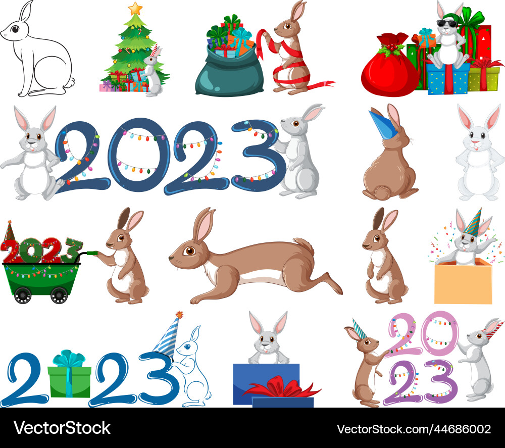 Set of 2023 new year element icon Set of 2023 new year element icon vector image
