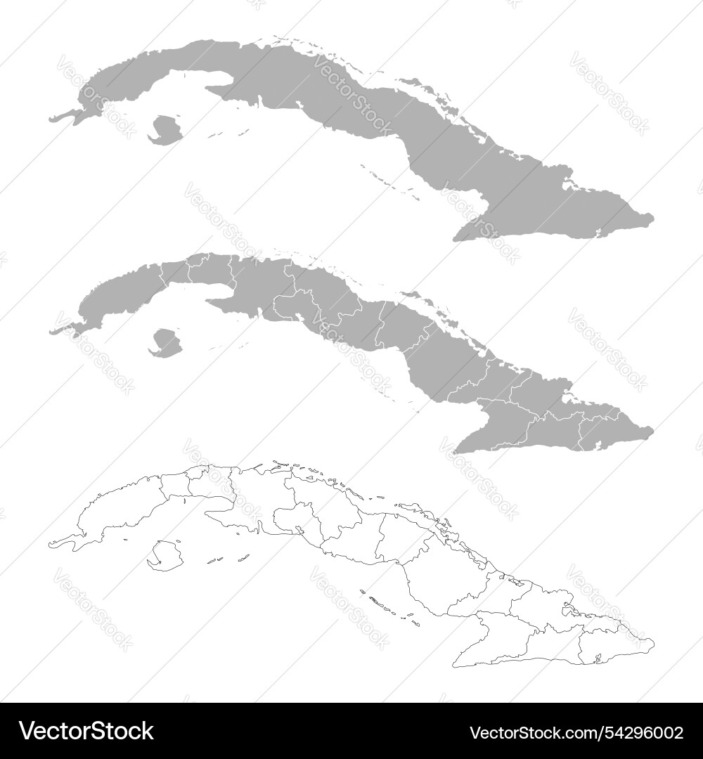Set of cuba maps with main map and regional Vector Image