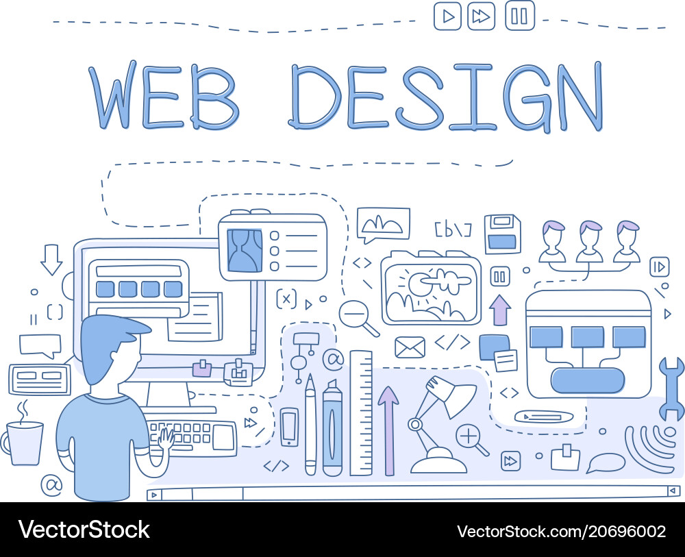 Web design internet development concept hand Web design internet development concept hand vector image