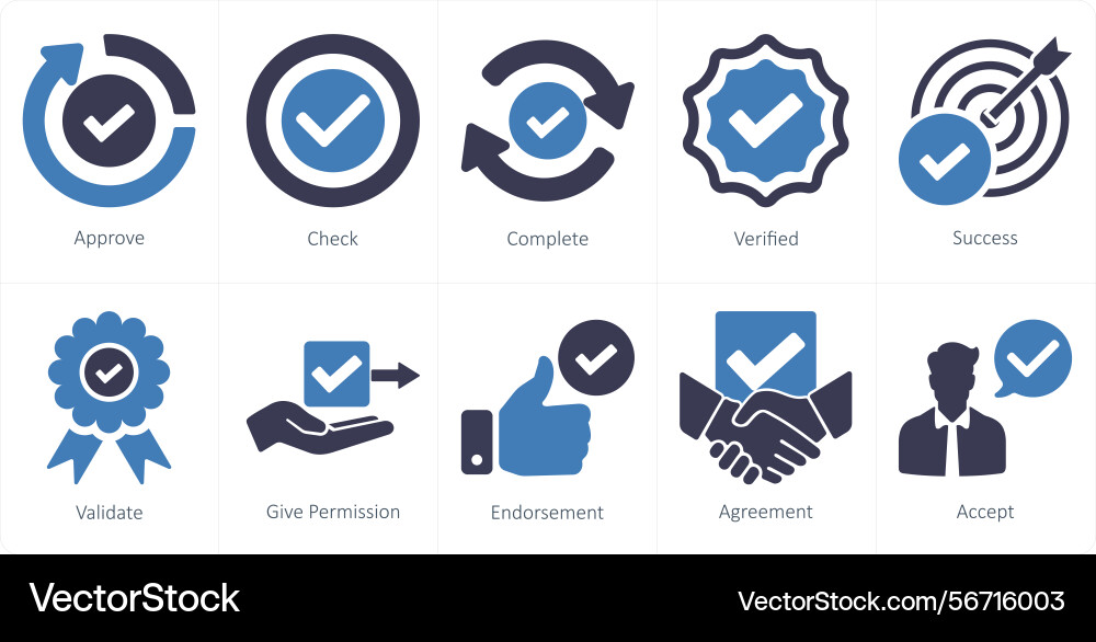 A set of 10 checkmark icons as approve check Vector Image