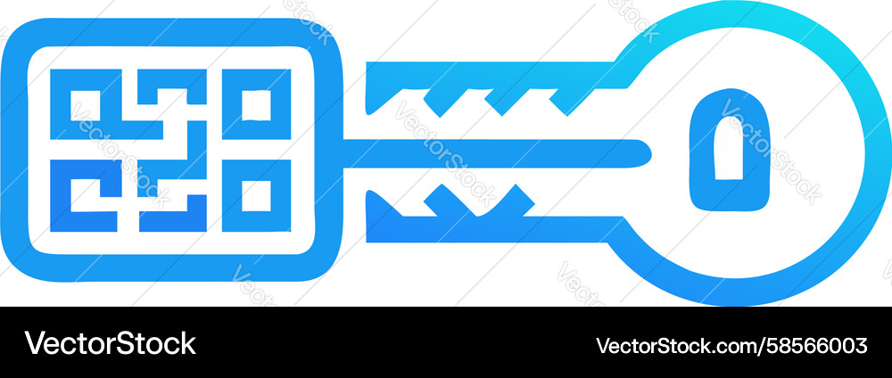Digital Key with QR Code Vector Image