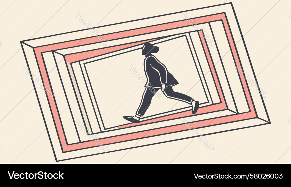 Dynamic Runner Through Frame Vector Image
