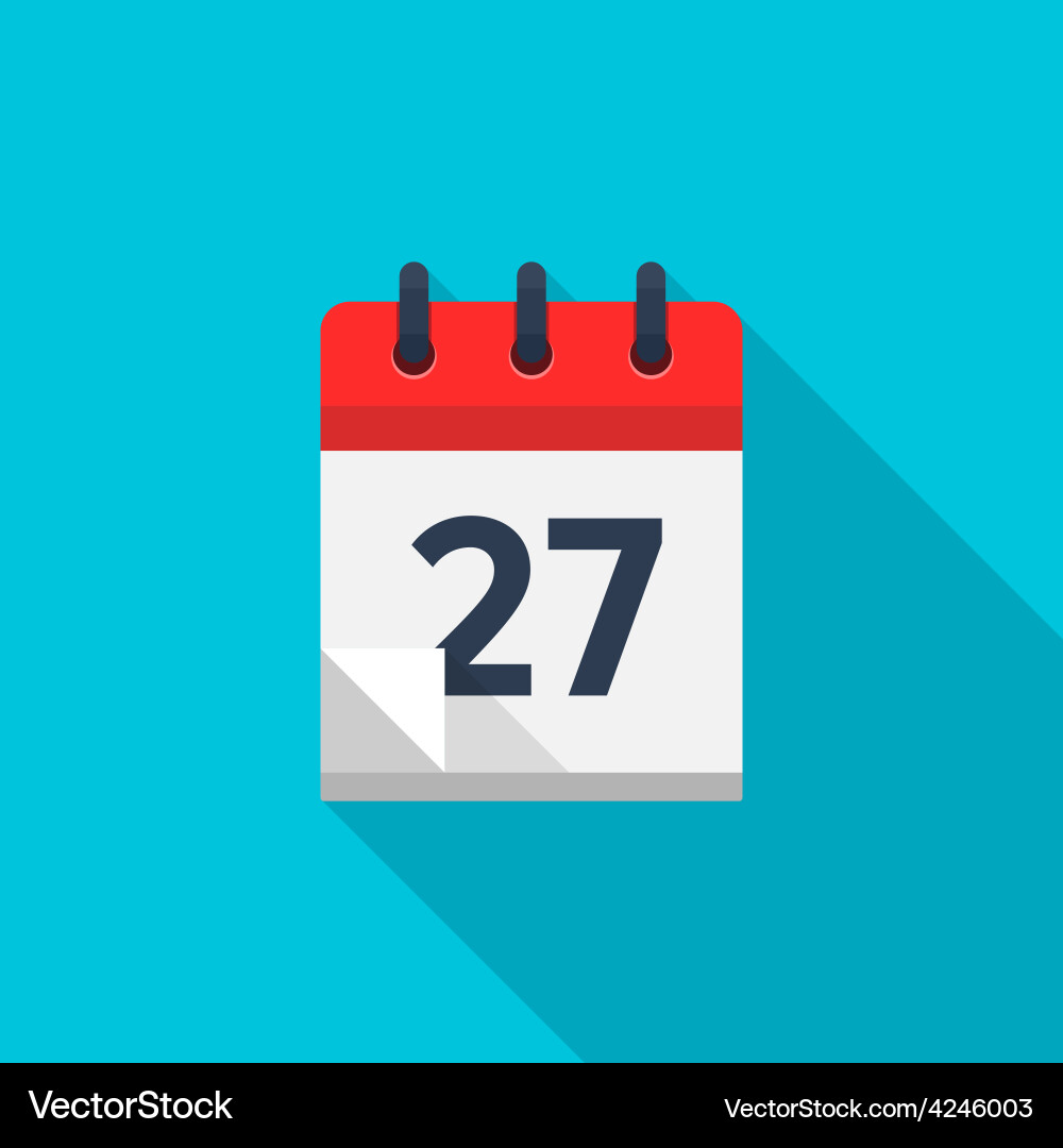 Flat calendar icon date and time background vector image