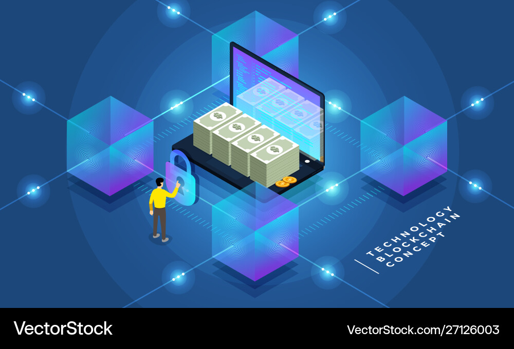 Flat design concept blockchain and cryptocurrency Vector Image