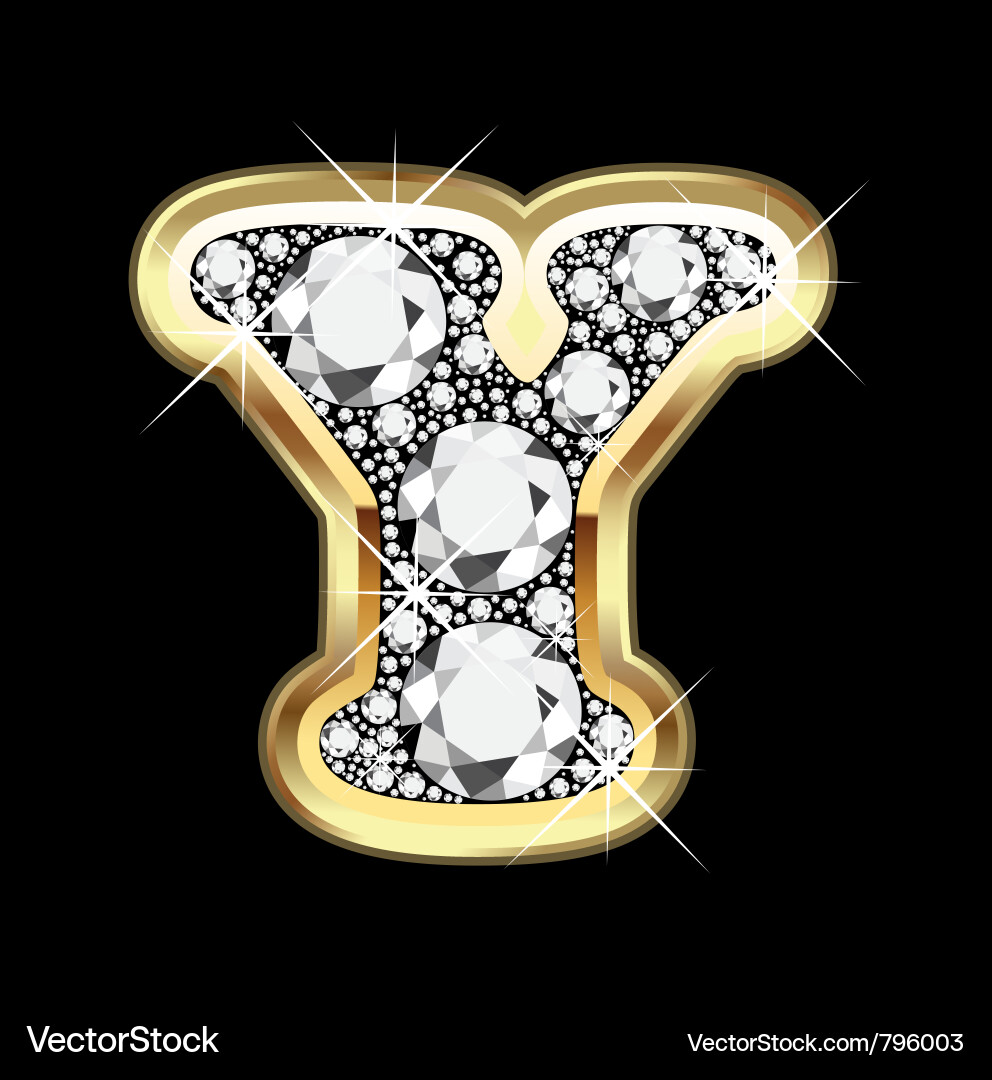 Gold and Diamond Letter Y Vector Image