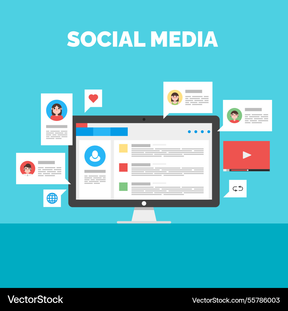 Social networking background with a computer vector image