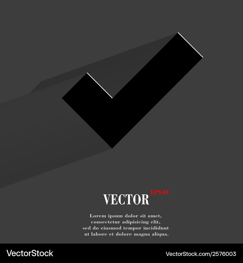 Tick flat modern web button with long shadow Vector Image