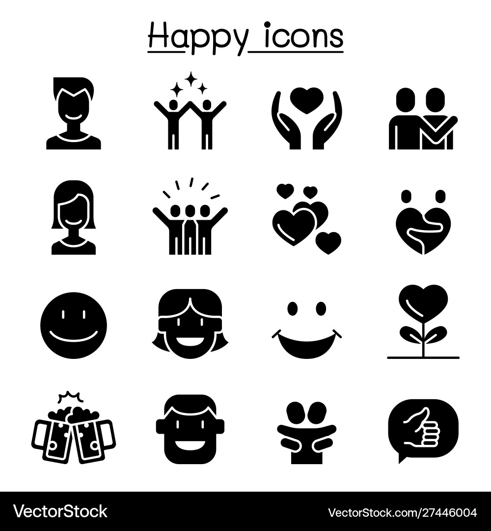 Cheerful Icon Set - Happiness & Joy Royalty Free Vector