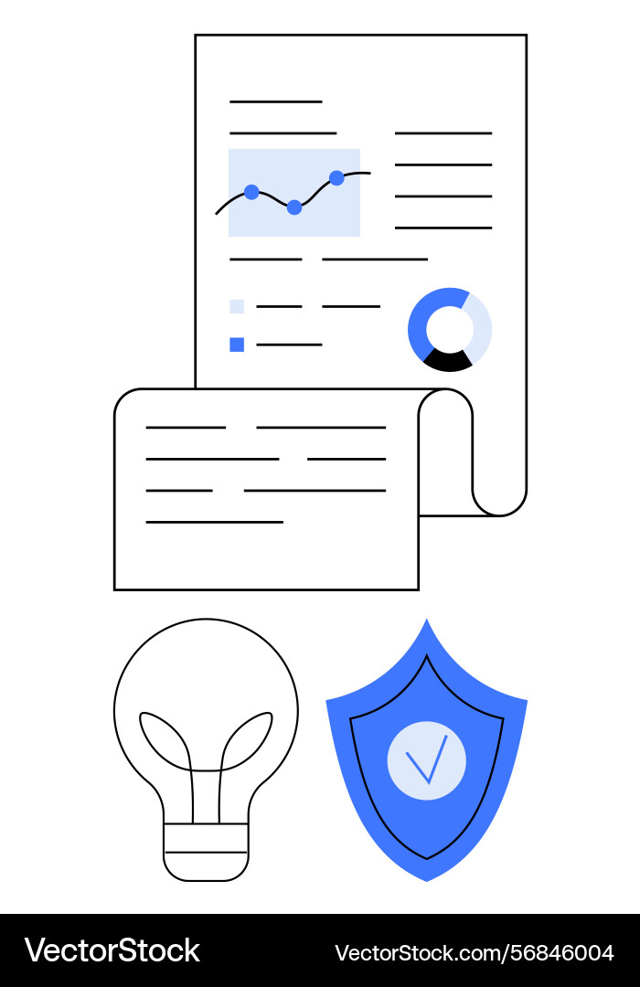 Document analysis with data insights bulb Document analysis with data insights bulb vector image