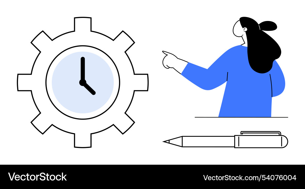 Efficient time management concept with gear clock Vector Image