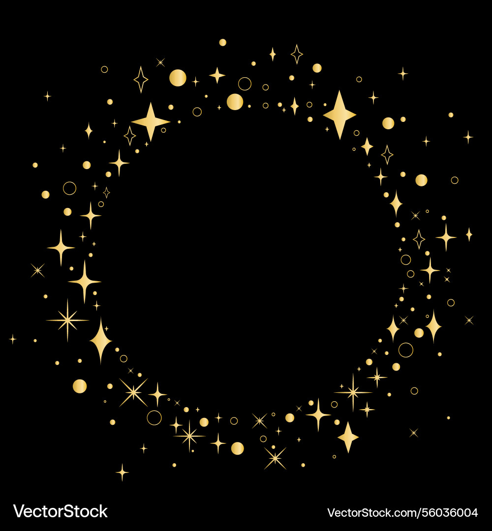 Elegant template with round empty frame of golden Vector Image