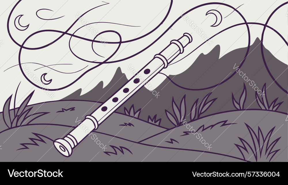 Flute with flowing lines and rhythmic patterns vector image