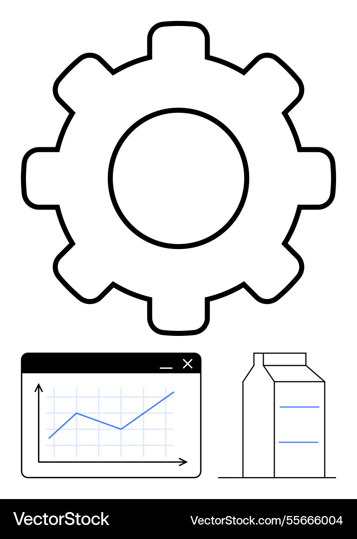 Gear with graph and factory icons representing Gear with graph and factory icons representing Vector Image