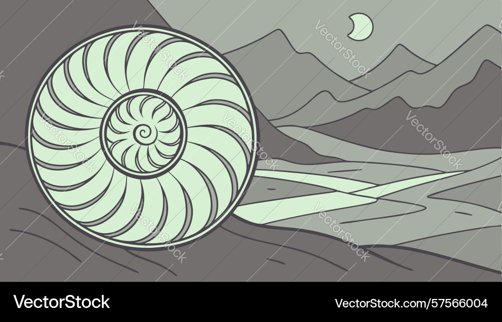 Nautilus shell in sparse winter trees landscape Vector Image